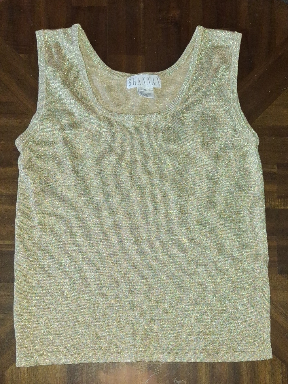 Shannan Sparkle Sleeveless Tank Top in Gold